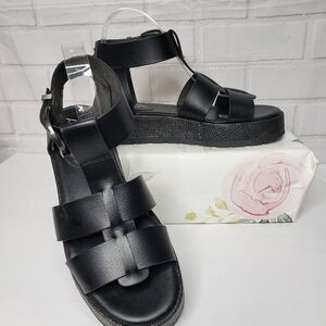 Circus NY Sam Edelman Black Platform Sandal womens size 8 Buckle